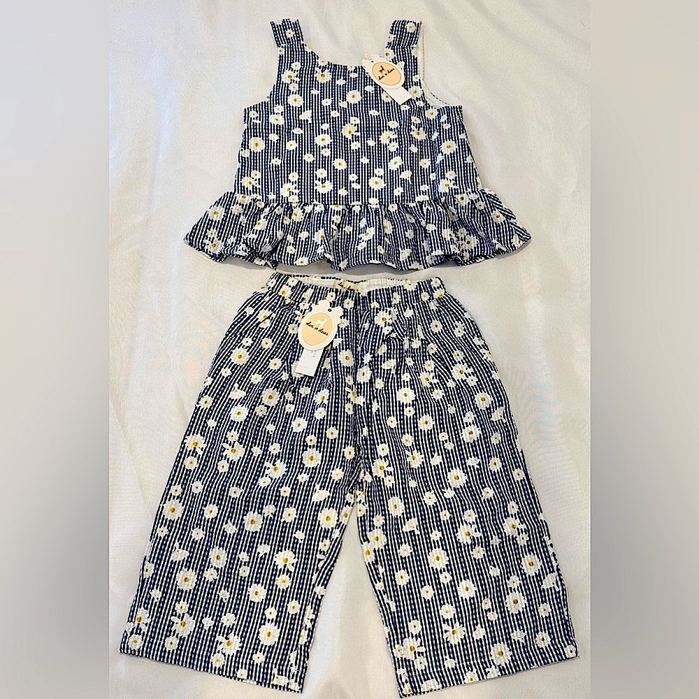 Brand New With Tags Doe a Deer Brand Kids Peplum Shirt Tank Sz 6 And Pan…